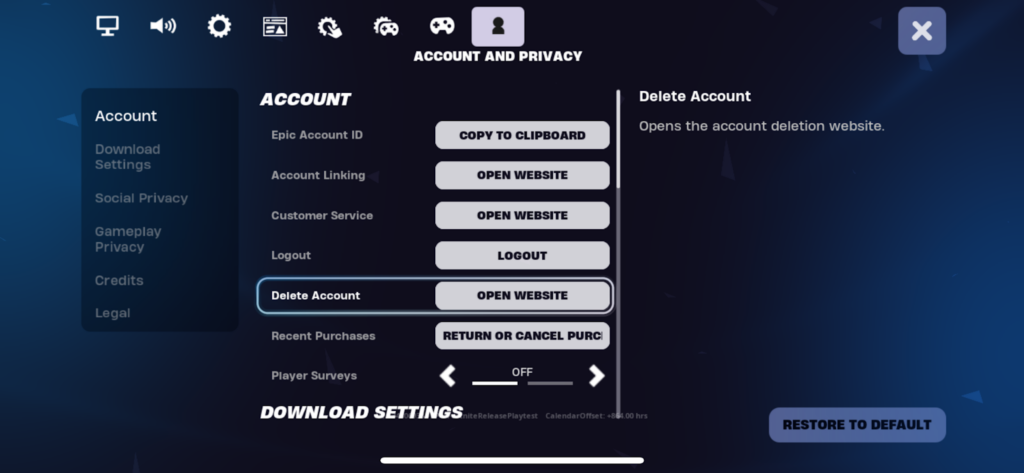 Delete Your Epic Games Account